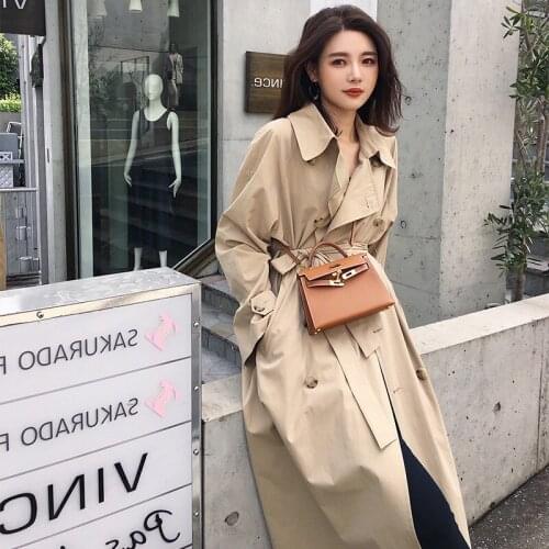 Woman Khaki Trench Coat 2020 Autumn Loose Coat Temperament Goddess Thin Windbreaker Female British Style Long Coat