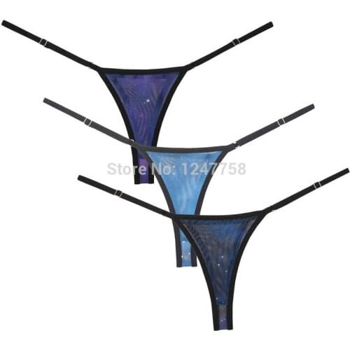 Women Underwear Adjustable Intimates String Tangas Bikini Thong Starry Sky Mesh T-back Sous Vetement Femme Sexy
