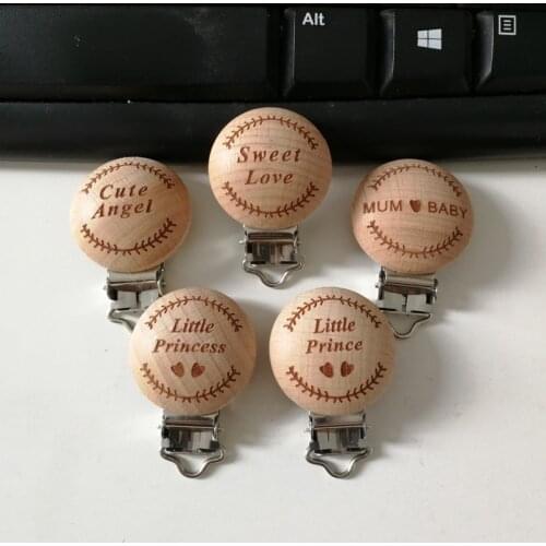 1 pcs Wooden pacifier Clips Round Wooden Clip Charms For Baby Pacifier Chain Teether Toys