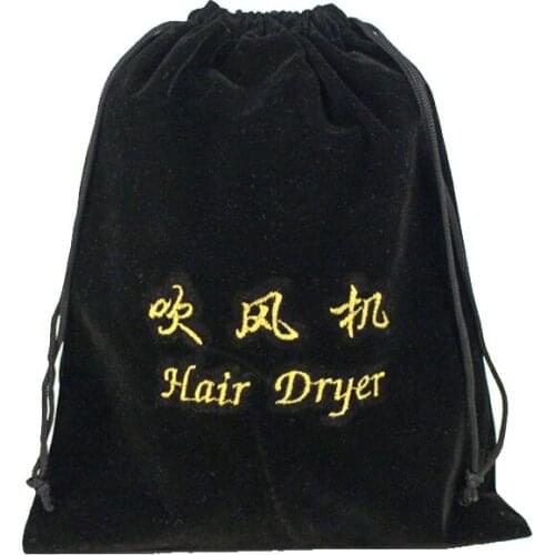 100pcs custom velvet jewelry gift drawstring pouch velvet hair dryer bag for ornatment bracelet headset storage and packaging