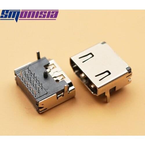 Smonisia 100PCS HDMI-compatible 19P Pin Female Socket Nickel Plated HDMI-compatible Socket Female Connector