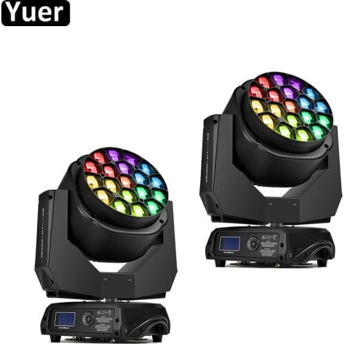 2Pcs/Lot LED RGBW 4in1 Zoom Wash Moving Head Light 19x15W Moving Head Light For DJ Bar Nightclub Disco Party Music Light