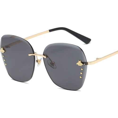 2020 Women Sunglasses Brand Designer Square Metal Eyewear Honey Bee AccessoriesGradient Colors Lenses Driving UV400