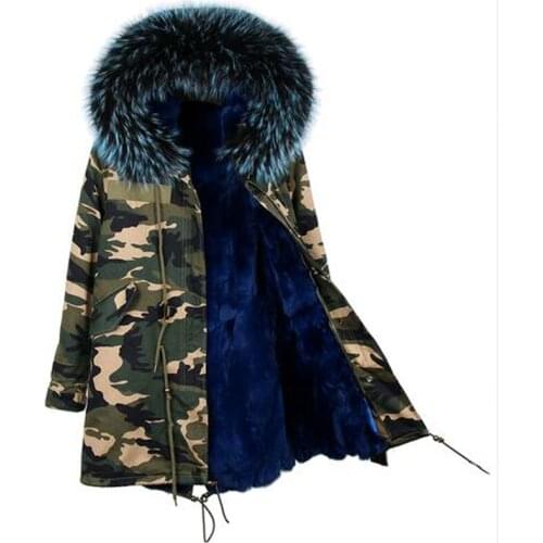 2020 Fashion womens Camouflage fur liningarmy green coat parkas jacket DHL 5-7