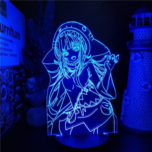 3D Lamp Genshin Impact Gawr Gura Anime Figure LED Lamapra Home Decoration Lights Bedroom Decor Lampe Luminaria Kawaii Room Decor