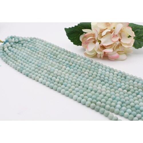 4-14mm AAAAAA Natural Smooth Amazonite round Stone Beads For DIY necklace bracelet jewelry making 15 "free delivery