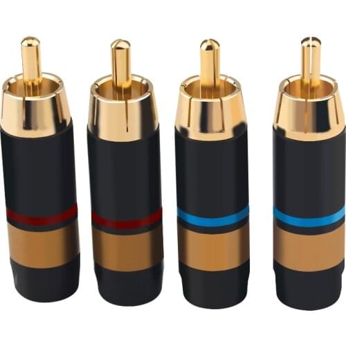 4Pcs Gold Plated Copper RCA Plug Connector HiFi Audio Adapter Accessories