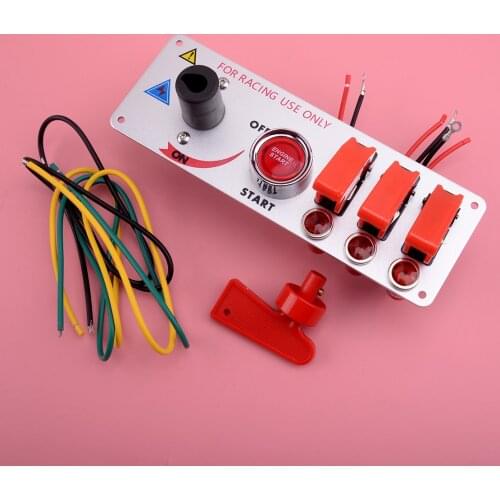 5in1 12V Flip-up Ignition Switch Panel Engine Start LED Push Button Toggle for Professional Racing Cars