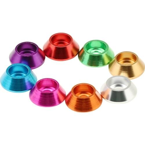 50PCS M4 Colourful Anodized Silver/Black/DeepBLue/LightBlue/Gold/Red/Purple/Green Aluminum Alloy Cone Cup Head Washer Gaskets