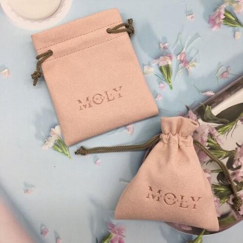 50pcs custom microfiber ring pouches embossing logo necklace packaging earrings drawstring jewelry packaging pouches bags