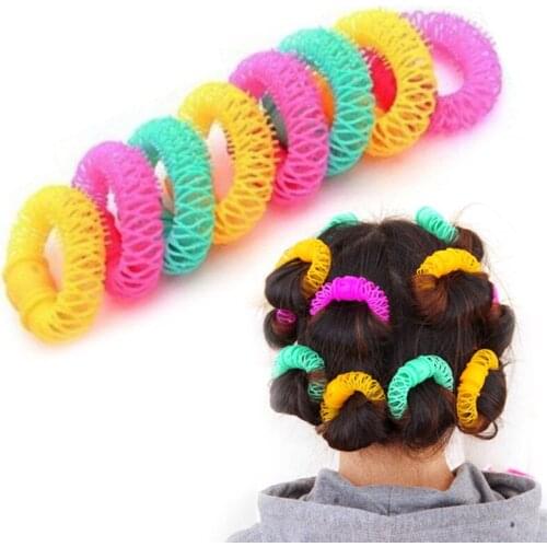 8pcs/bag Hairdress Magic Hair Curler Spiral Curls Roller Donuts Curl Hair Styling Tool Hair Accessories DIY 8 Pcs 7cm*6 cm