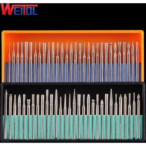 WeiTol 3mm 30pcs/ set diamond emery grinding head points for grind jade glass dremel bits diamond burr drill bits free shipping