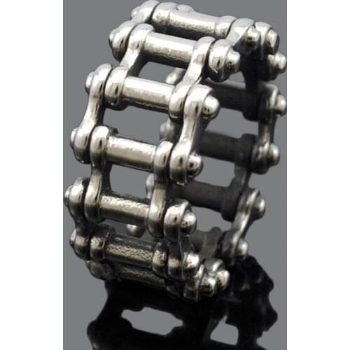 ATGO New Fashion Bicycle Chain Punk Style Ring For Men Stainless Steel Cool Rock Biker Jewelry Party Gift BR504