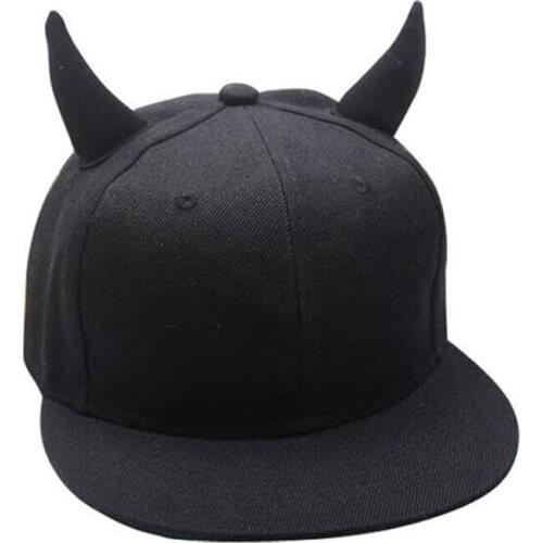Men Women Hip-hop Hat Black Cotton Punk Horn Baseball Cap Snapback Cap With Horns Wholesale Parent Child Hat