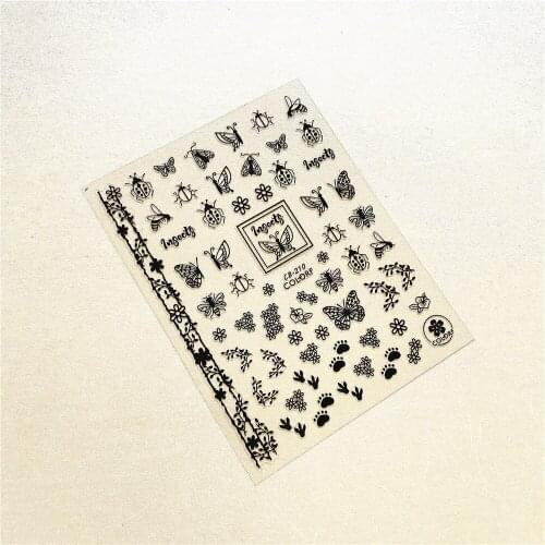 CB-210 CB-212 Butterfly bee ladybug 3D Back glue Nail Art Stickers Decals Sliders Nail ornament decoration