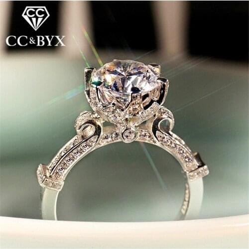 CC 925 Silver Vintage Rings For Women Charms Jewelry White Gold Color Bridal Wedding Jewelry Engagement Ring Accessories Bijoux
