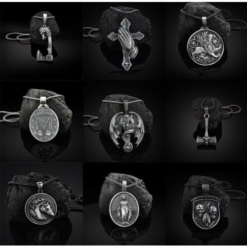 Pure Tin Jewelry Neck Religious Elements Amulet Titanium Steel Mens Long Sweater Chain Female Christian Catholic Badge Necklace