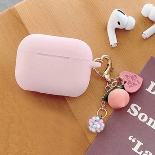 For JBL Tune 215 Case Cute Sweet Peach keychain Silicone Wireless Bluetooth Earphones Cover for Jbl215 shockproof Case t215