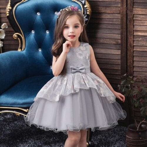 Kids Girls Dress Party Wedding Flower Bowknot Sleeveless Dress Children Pageant Robes Formal Baby Christmas Party Princess Dress