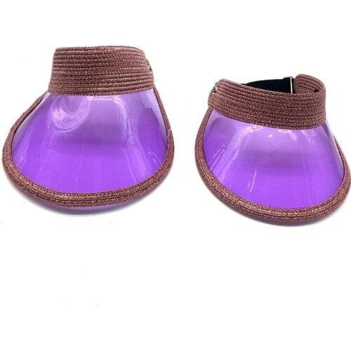 Women Kids Sun Protective Beach Hat Glitter Lurex Straw Hat Sun Visor Cap Hat Summer Metallic Straw Visor with Transparent Brim