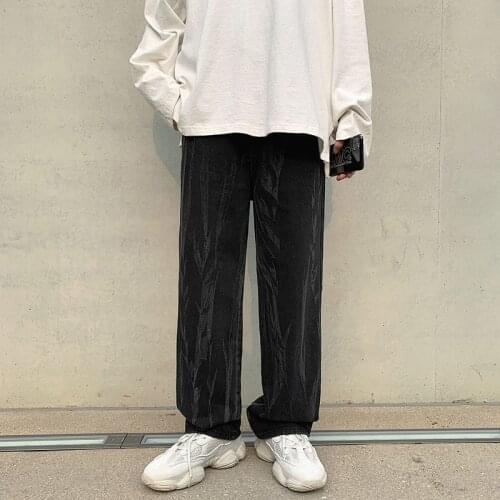 Tie-dye Jeans Mens Korean Casual Jeans Mens Fashion Loose Straight-leg Jeans Mens Streetwear Hip-hop Wide-leg Denim Trousers