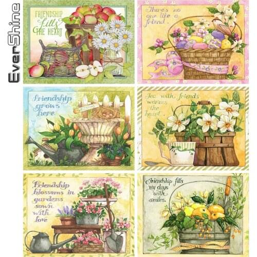 Evershine Diamond Painting Flower Craft Kit Diamond Embroidery Fruit Mosaic Full Layout Sale Cross Stitch Art Home Decoration