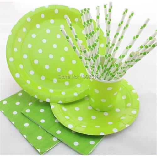 Hot Sale 93pcs Birthday Party Favor Tableware Set Colorful Dot Design Wedding Decoration Party Paper Utensil Set Free Shipping