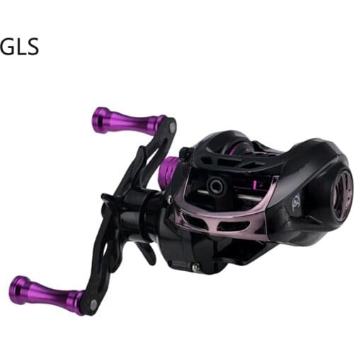 GLS Fishing Reel Hollow Spool Purple Baitcasting Reel Gear Ratio 6.5:1High Speed Ultra-Light 138g 6+1BB Saltwater Fishing Wheel