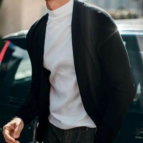 Autumn Classic Mens Knitted Cardigan Long Sleeve Business Man Slim Fit Casual Sweater Outwear Coat Solid Color Knitwear Cardigan