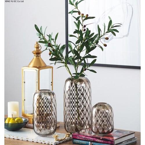 Creative Black Grid Transparent Glass Vase Flower Pot Decoration Hydroponic Flower Arrangement Glass Container Table Decoration