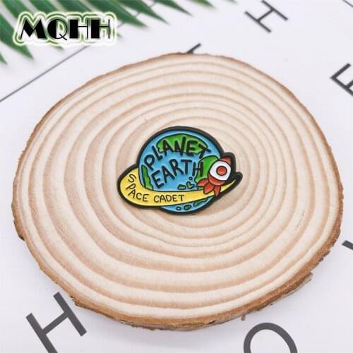 Creative Planet Cosmic Space Rocket Enamel Brooch PLANET EARTH Alloy Badge Denim Shirt Bag Pin Jewelry Cartoon Gift For Kid