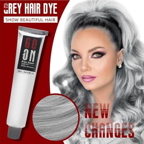 Gray Hair Dye Cream Punk Style Nature Permanent Light Grey Silver Unisex Nourishing Hair Dye Color Cream Cosmetic Hair Care 100m