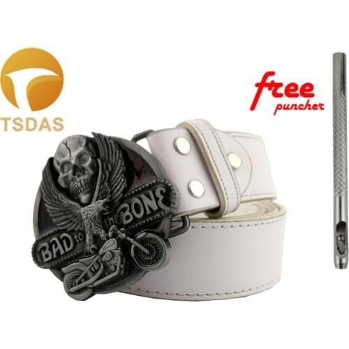 BAD BONE Skull Eagle Metal Belt Buckle cowgirl removable Silver Solid Brass Plated Suitable for 40mm Width Belt