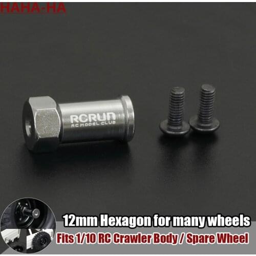 RCRUN Metal Spare Wheel Mount Hexagon Hub Adapter for 1/10 RC Crawler Axial SCX10 Cherokee Wrangler LC80 TRX4 Bronco Body