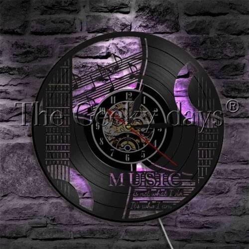 Music Its Not What I Do, Its Who I Am Modern Wall Lamp Vinyl Record Wall Clock Rock N Roll Guitar LED Hanging Lamp