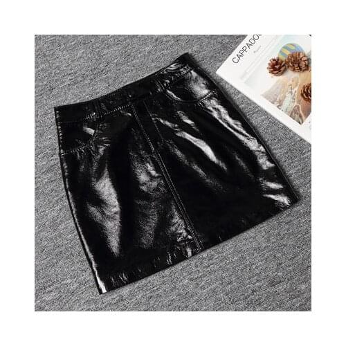 2019 New Sheepskin Print Leather Skirt J21