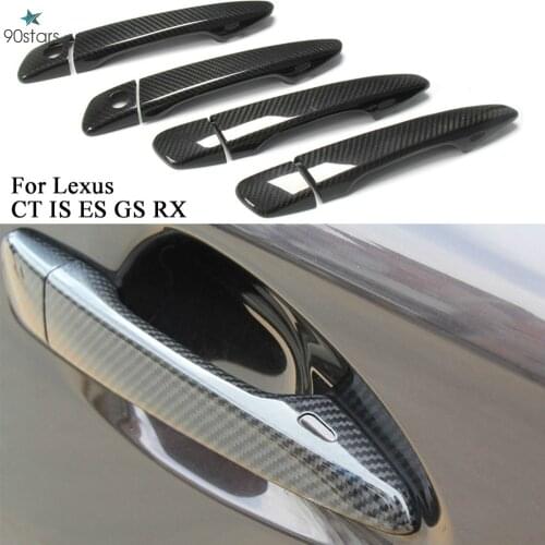 Real Carbon Fiber Car Door Handle Trims Decoration Covers Protector for Lexus GS IS ES CT RX 350 300 450h 2009-2013 Car Styling