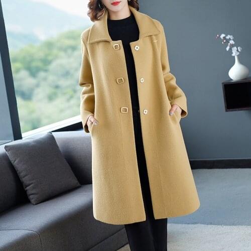 Imitation Mink Cashmere Coat Female Sweater Mid-length Knitted Wool Coat Women Cardigan Korean Loose Thicken Woolen Coat Q227