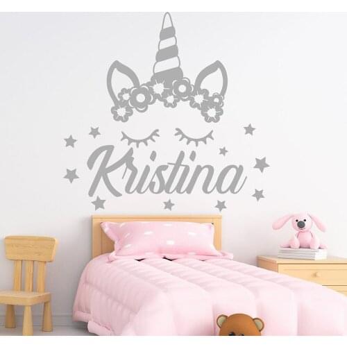 Personalized Name wall decal baby room decor girl name decal unicorn Wall Sticker girl bedroom decor Vinyl baby name decal C810