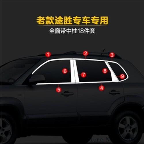 Stainless steel full frame sill with Decorative window stickers for hyundai Tucson 2008 2009 2010 2011 2012 2013 2014