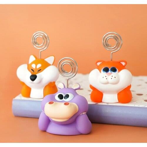Resin Cartoon Animal Photo Memo Clip Holder Card Stand Folder Table Wedding Party Message Clips Desk Ornament Kawaii Stationery