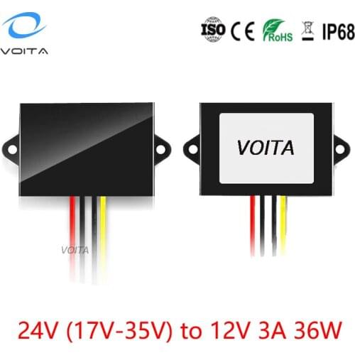 DC 24V to DC 12V 3A 36W Step Down Voltage Power Converter Auto Car Motorcycle Bus Truck Buck Power Supply