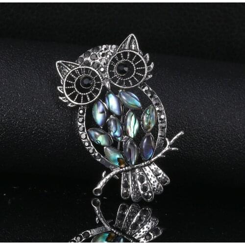 Luxury Female Small Owl Brooch Dainty Silver Color Jewelry Brooches For Women Vintage Black Zircon Pin Dress Coat Accessory