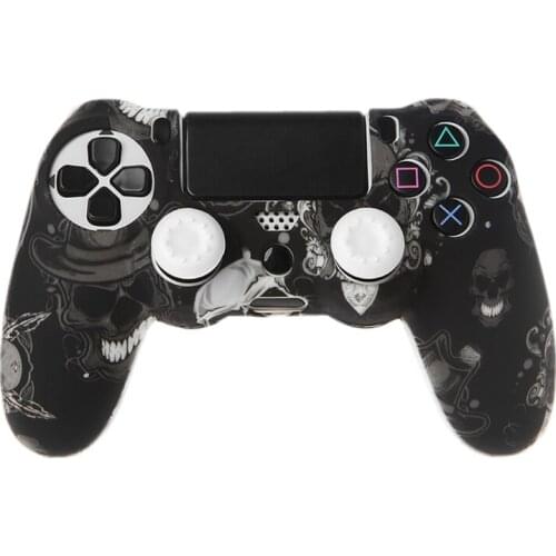 Gamepad Controller Silicone Sleeve Guard Protective Cover + 2 Grip Caps For PS4
