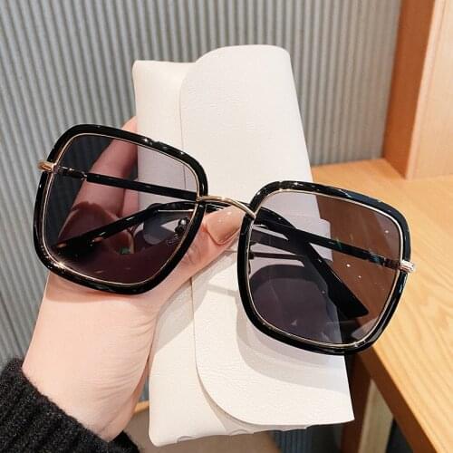 Women Square Blue Leopard Sunglasses Color Frame Trend Glasses High Quality Oversized Sun Glasses For Female Men Oculos uv400