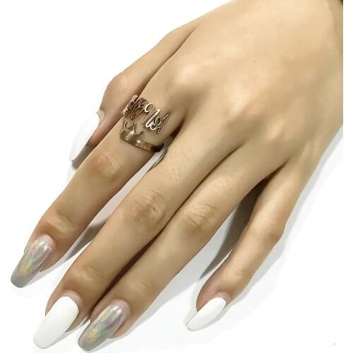 DUOYING custom Spiral Ring Personalized Name Ring Two Name Custom Name plate gold Ring Couple Lover Graduation Keepsake Gift