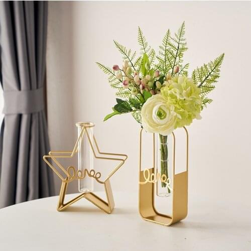 Living Room Decoration Vase Nordic Style Glass Vases Hydroponic Flowers Vase Modern Home Decor Gold Vase for Flower Arrangements