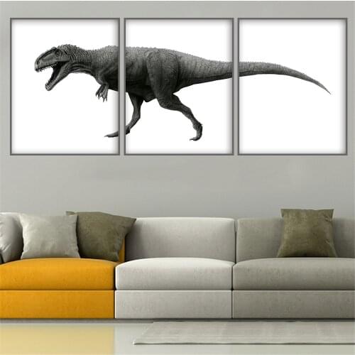 Print Tyrannosaurus Rex Dinosaur Vintage Poster Set Of 3 Whale Art Print White And Black Bedroom Wall Art Wall Painting