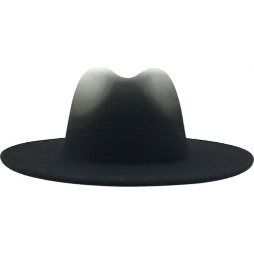 Women Men Woolen Vintage Trilby Felt Fedora Hat With Wide Brim Gentleman Elegant Gradient Color For Lady Winter Autumn Jazz Caps