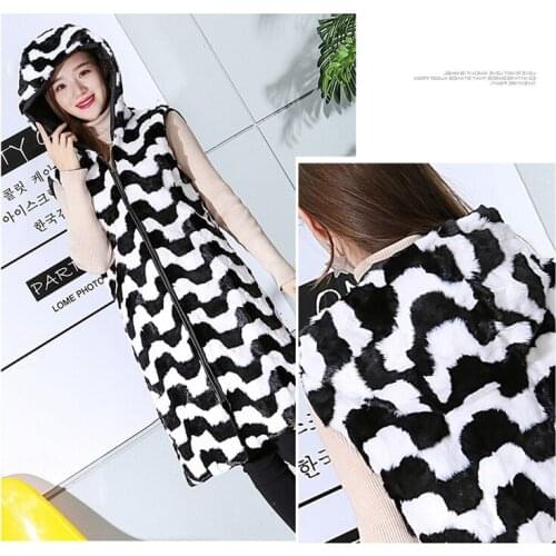 Women Natural Pieces Mink Fur Coats Oversize Hooded Vest Winter Real Fur Outwear Long Plus Size